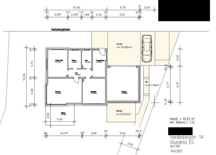 KFW 55 EE - kernsanierte / neuerstellte Erdgeschosswohnung Neubauzustand - Grundriss EG